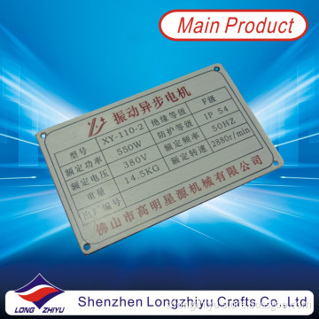 Stainless Steel Silkscreen Metal ,Custom Generator Nameplate Emblem Maker (LZY600021)